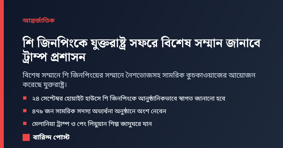 শি জিনপিংকে যুক্তরাষ্ট্র সফরে বিশেষ সম্মান জানাবে ট্রাম্প প্রশাসন