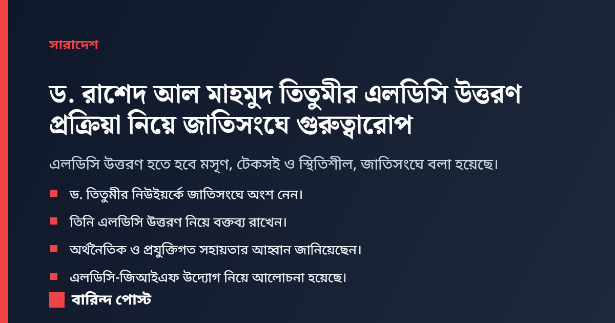 ড. রাশেদ আল মাহমুদ তিতুমীর এলডিসি উত্তরণ প্রক্রিয়া নিয়ে জাতিসংঘে গুরুত্বারোপ